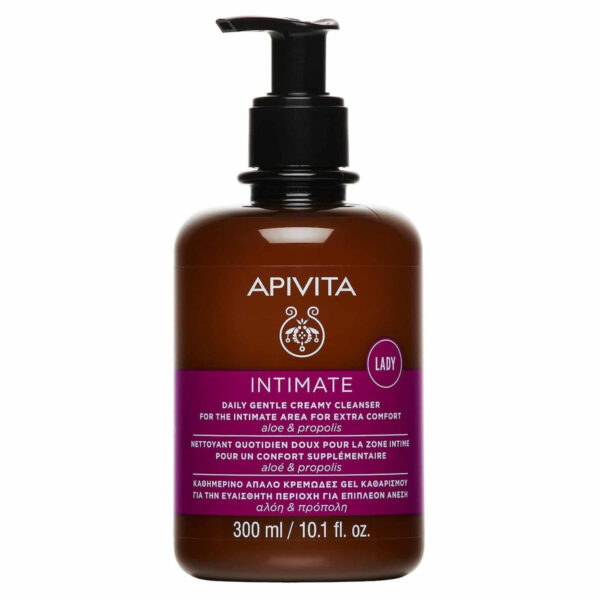 APIVITA Intimate Lady Καθημερινό Απαλό Κρεμώδες Gel Καθαρισμού Για Την Ευαίσθητη Περιοχή Για Επιπλέον Άνεση 300ML