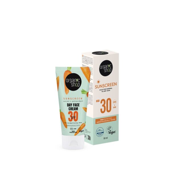 NATURA SIBERICA Organic Shop Αντηλιακή Κρέμα Προσώπου με SPF30 για Κανονική-Ξηρή-Ευαίσθητη Επιδερμίδα 50ML