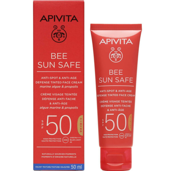 APIVITA Bee Sun Safe Κρέμα Προσώπου Κατά Των Πανάδων & Των Ρυτίδων Με Χρώμα SPF50 50ML