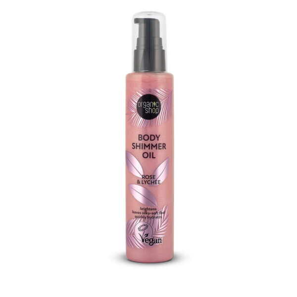 NATURA SIBERICA Organic Shop Body Shimmer Oil, Λάδι Σώματος για Λάμψη, Τριαντάφυλλο & Λίτσι 100ML