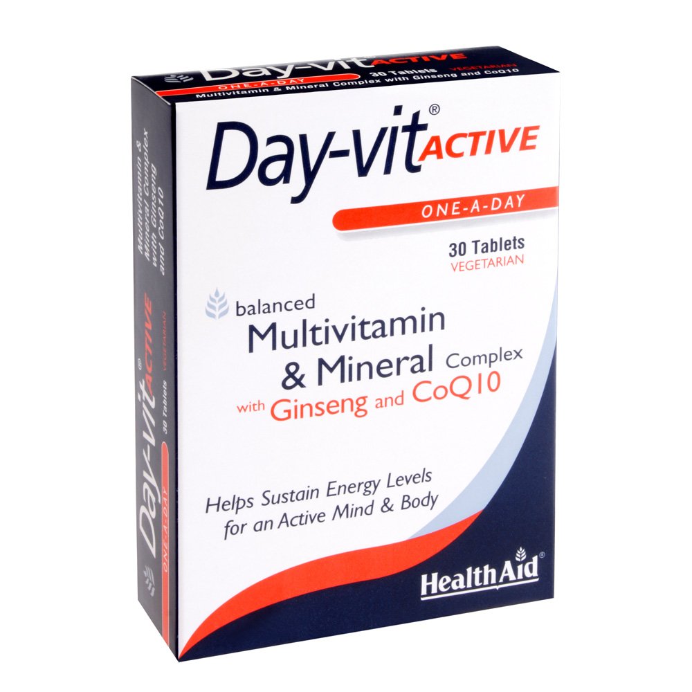 5019781014422 HEALTH AID Day-Vit Active Co Q10-Συμπλήρωμα Διατροφής Για Τόνωση Και Ενέργεια, 30 ταμπλέτες - Image 1