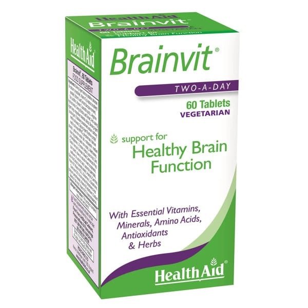 5019781015153 HEALTH AID BrainVit Συμπλήρωμα Διατροφής για Ενίσχυση της Μνήμης & Πνευματική Διαύγεια, 60 Ταμπλέτες - Image 1