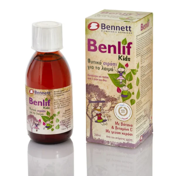 BENNETT Benlif Παιδικό Φυτικό Σιρόπι για Βήχα, Καταρροή & Ερεθισμένο Λαιμό - Γεύση Κεράσι 200ML