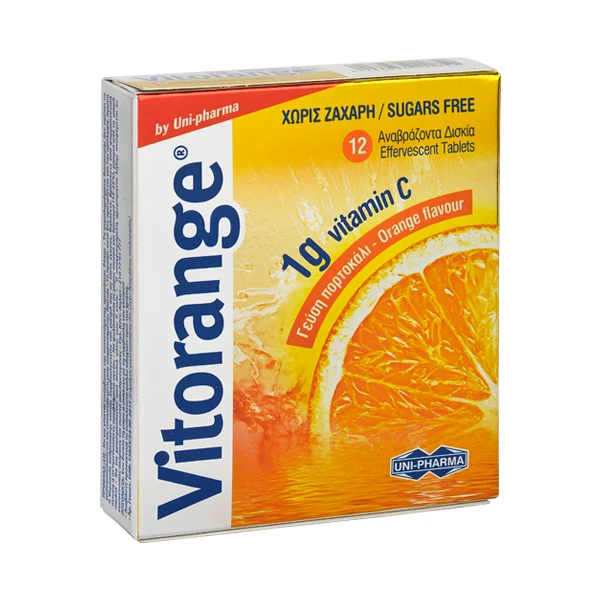 5206938000852-1 UNI-PHARMA Vitorange 1gr Vitamin C 12 Eff.Tabs - Image 1