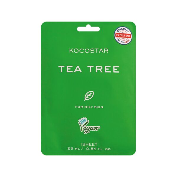 VICAN Kocostar Tea Tree Face Mask 1 sheet - Εμποτισμένη Μάσκα Τόνωσης για Λιπαρές Επιδερμίδες 1τμχ