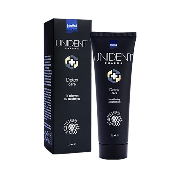 INTERMED Unident Pharma Detox Care-Λευκαντική Οδοντόπαστα Με Ενεργό Άνθρακα  75ML