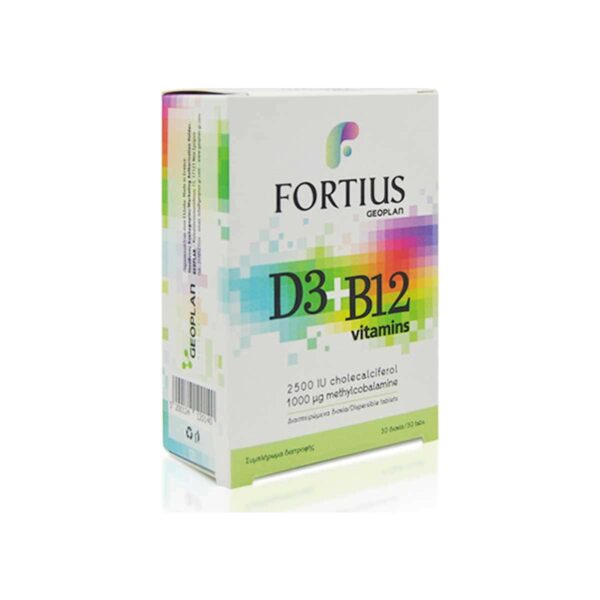Fortius D3 2500 IU + B12 1000 mcg Vitamins 30  Διασπειρόμενα Δισκία