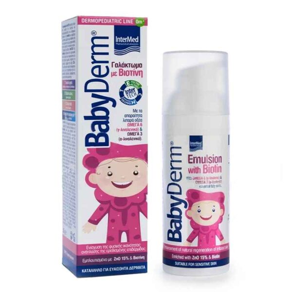 INTERMED Babyderm Emulsion With Βiotin-Αναπλαστικό Γαλάκτωμα Με Βιοτίνη Και 15% ZnO