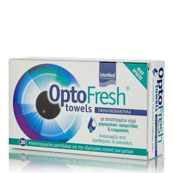 INTERMED OptoFresh towels-Οφθαλμομάντηλα Για Καθαρισμό Και Ανακούφιση Ερεθισμένων Βλεφάρων 20Sachets