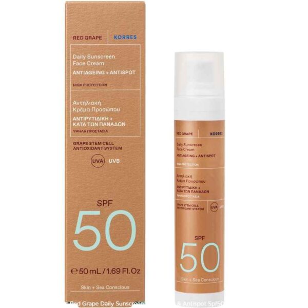 KORRES Κόκκινο Σταφύλι Αντηλιακή Κρέμα Προσώπου SPF50 50ML