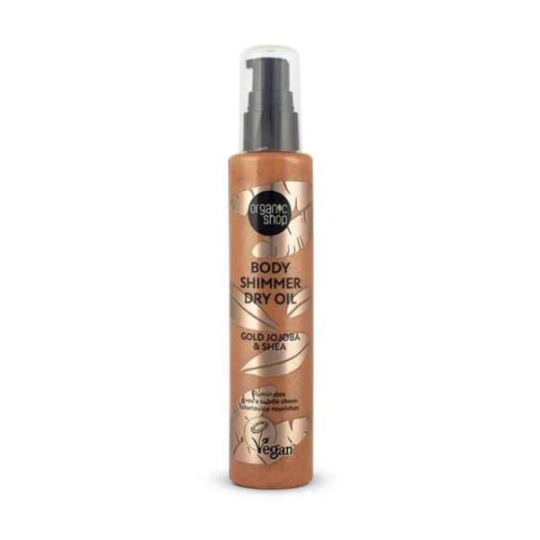 NATURA SIBERICA Organic Shop Body Shimmer Dry Oil - Ξηρό Λάδι Σώματος για Χρυσή Λάμψη, Jojoba & Καριτέ, 100ml