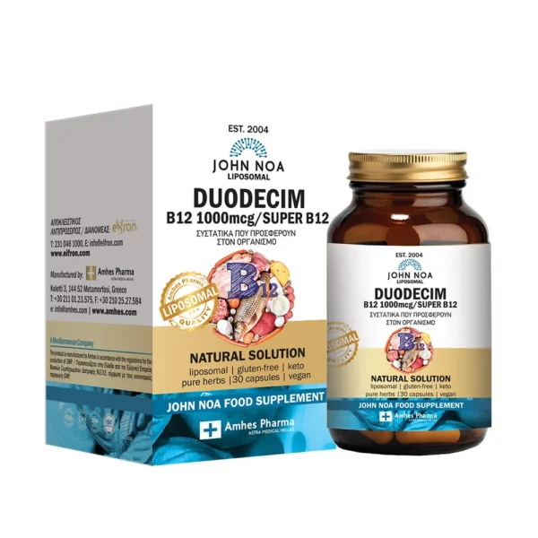 JOHN NOA Duodecim B12 1000mcg-Συμπλήρωμα Διατροφής Με Βιταμίνη Β12 30 Κάψουλες