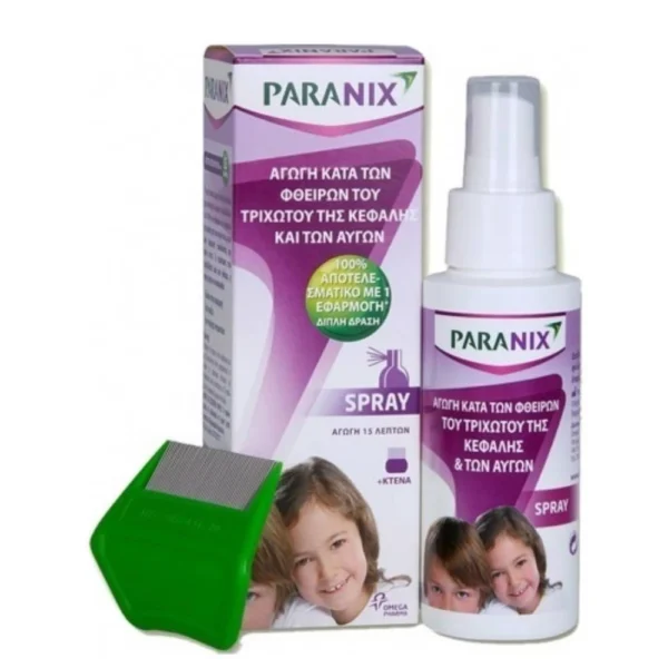 PARANIX Spray-Αγωγή Κατά των Φθειρών Tου Τριχωτού Tης Κεφαλής Kαι Tων Αυγών 100ml+Κτένα