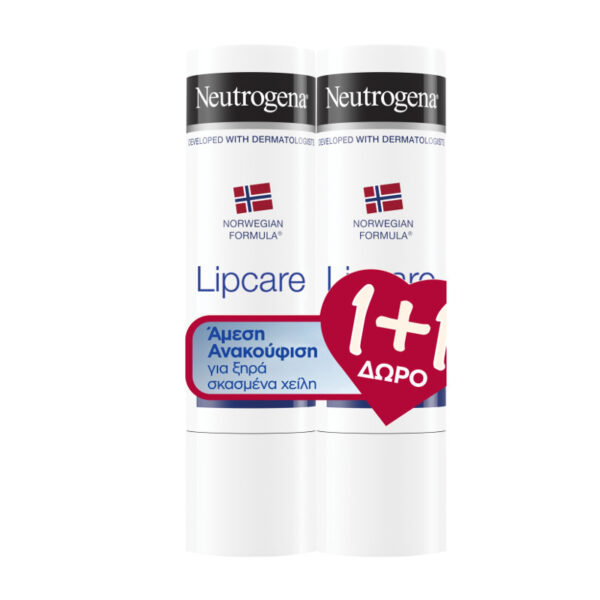 NEUTROGENA Lipcare 1+1 Δώρο Ενυδατικό Lip Balm Χειλιών – 2×4.8g