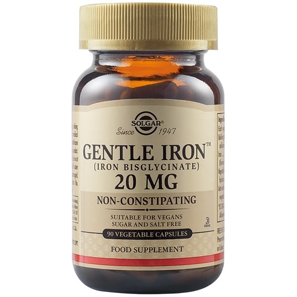 033984012493_1 SOLGAR Gentle Iron 20 mg (Iron Bisglycinate) Συμπλήρωμα Διατροφής με Σίδηρο, 90 φυτοκάψουλες - Image 1