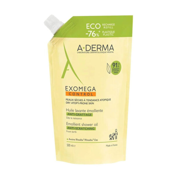 ADERMA Exomega Control Emollient Shower Oil Refill-Μαλακτικό Λάδι Καθαρισμού 500ML