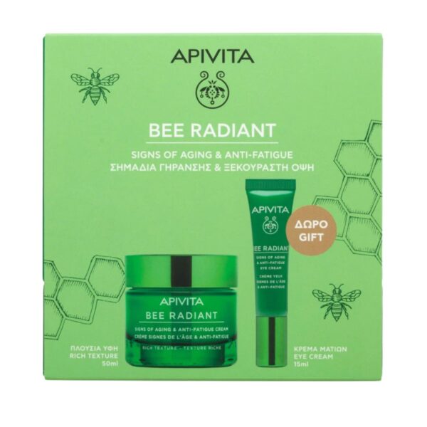 APIVITA Bee Radiant Cream Rich Texture-Κρέμα Πλούσιας Υφής 50ML Και Δώρο Bee Radiant Eye Cream Κρέμα Ματιών 15ML