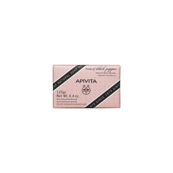 APIVITA Natural Soap Rose And Blac Pepper-Σαπούνι Mε Τριαντάφυλλο Και Μαύρο Πιπέρι 125GR
