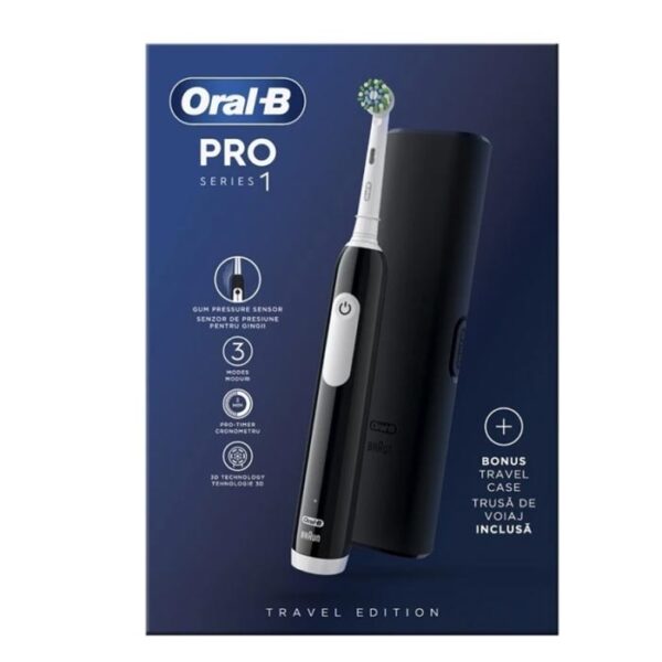 ORAL-B Pro Series 1 Electric Toothbrush Black And Travel Case-Ηλεκτρική Οδοντόβουρτσα Mαύρη Και Θήκη Ταξιδίου