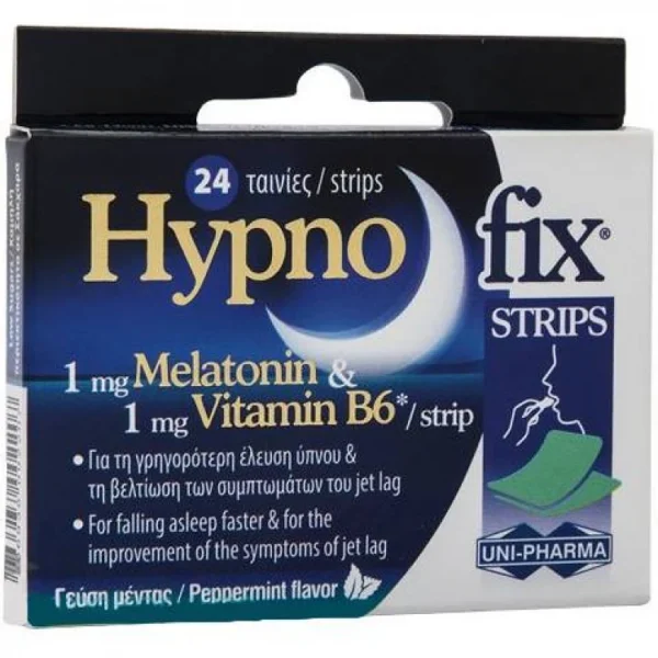 UNI-PHARMA Hypno Fix Strips-Συμπλήρωμα Για Τον Ύπνο 24 Υπογλώσσια Δισκία