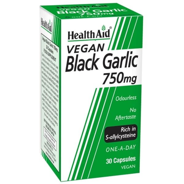 5019781026067 HEALTH AID Black Garlic Εκχύλισμα Μαύρου Σκόρδου 750mg 30 capsules - Image 1