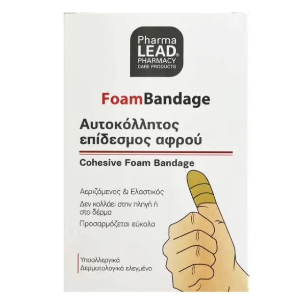 PHARMALEAD Foam Bandage Αυτοκόλλητος Επίδεσμος Αφρού Δάκτυλου Μπεζ 6cm x 1m