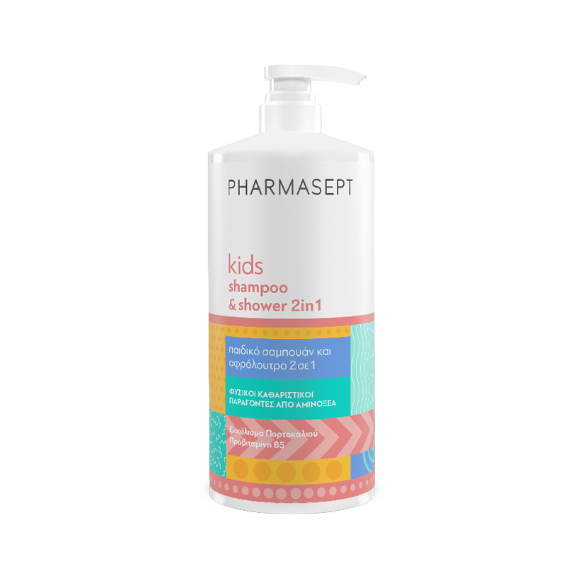 KIDS_ShampooAndShower2in1_1lt PHARMASEPT Kids Shampoo And Shower 2 in 1, Απαλό Παιδικό Σαμπουάν Και Αφρόλουτρο 1L - Image 1