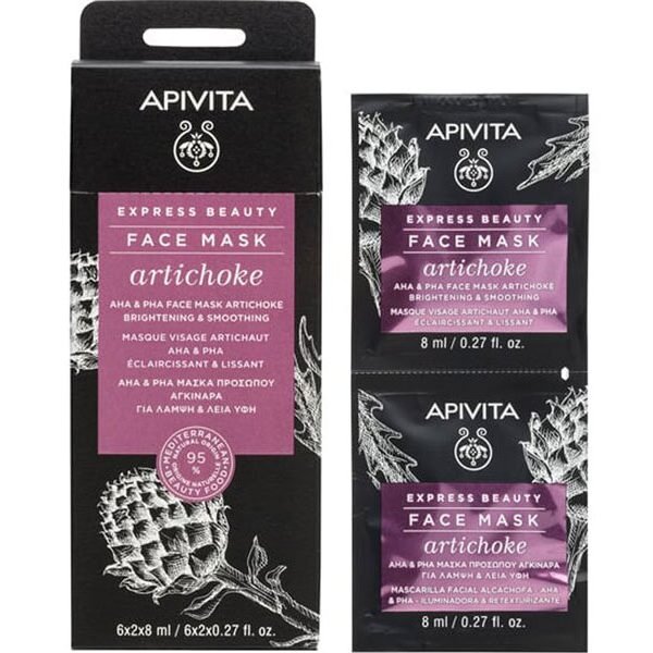 APIVITA Express Beauty Face Mask Artichoke AHA & PHA Μάσκα Προσώπου με Aγκινάρα για Λάμψη & Λεία Υφή 2x8ml