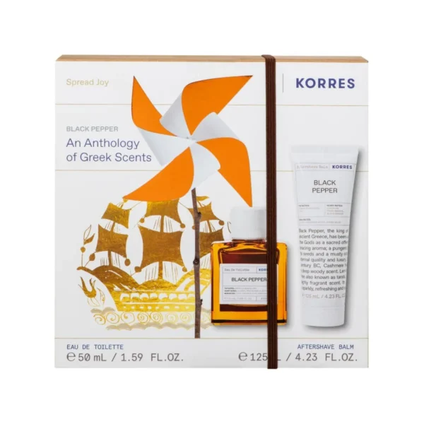 KORRES Black Pepper Set Eau de Toilette Promo Set- Άρωμα 50ML & Γαλάκτωμα για Μετά το Ξύρισμα 125ML Μαύρο Πιπέρι
