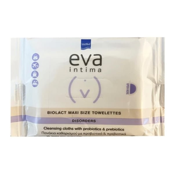5205152016106 INTERMED Eva Intima Biolact Maxi Size Towelettes-Πανάκια Καθαρισμού Της Ευαίσθητης Περιοχής 10ΤΜΧ - Image 1