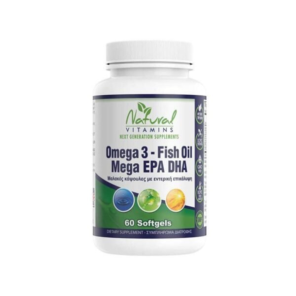 NATURAL VITAMINS Omega 3 Fish Oil Mega EPA/DHA 60Softgels