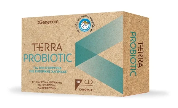 GENECOM Terra Probiotic- Προβιοτικά και Πρεβιοτικά για την Ισορροπία της Εντερικής Χλωρίδας 10CAPS