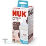 NUK Γυάλινο Μπιμπερό Κατά των Κολικών με Θηλή Σιλικόνης για 0+ μηνών Λευκό-Perfect Match 120ML