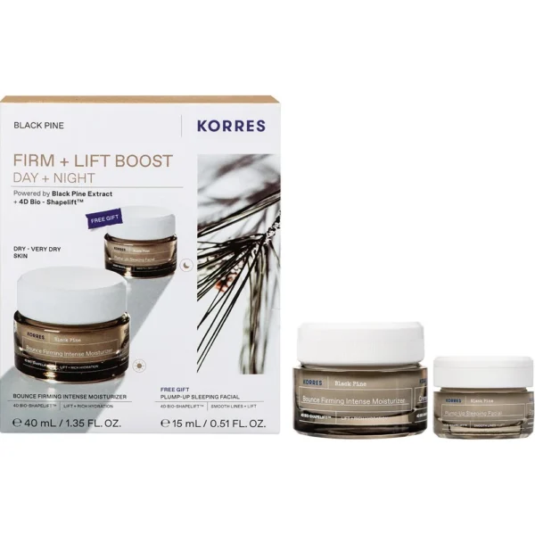 KORRES Black Pine Firm + Lift Boost Day + Night Κρέμα Ημέρας για το Ξηρό-Πολύ Ξηρό Δέρμα 40ML+ Δώρο Κρέμα Νύχτας 15ML