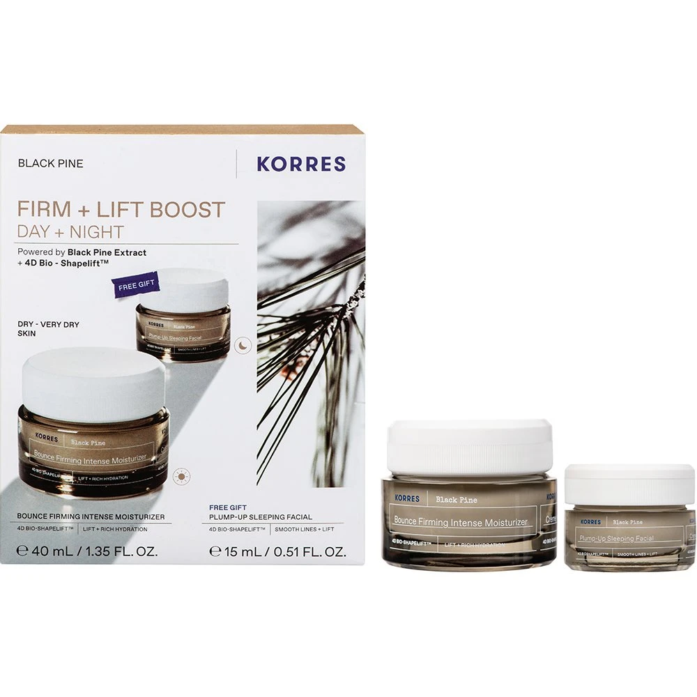 5203069136696 KORRES Black Pine Firm + Lift Boost Day + Night Κρέμα Ημέρας για το Ξηρό-Πολύ Ξηρό Δέρμα 40ML+ Δώρο Κρέμα Νύχτας 15ML - Image 1
