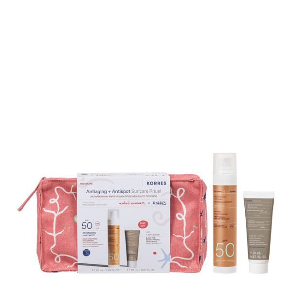 KORRES Promo Antiaging&Antispot Suncare Ritual Αντηλιακή&Αντιρυτιδική Προστασία Με Red Grape Αντηλιακή Κρέμα Προσώπου SPF50 50ml Black Pine Κρέμα Ημέρας Για Σύσφιξη&Lifting 20ML & Δώρο Naked Summers