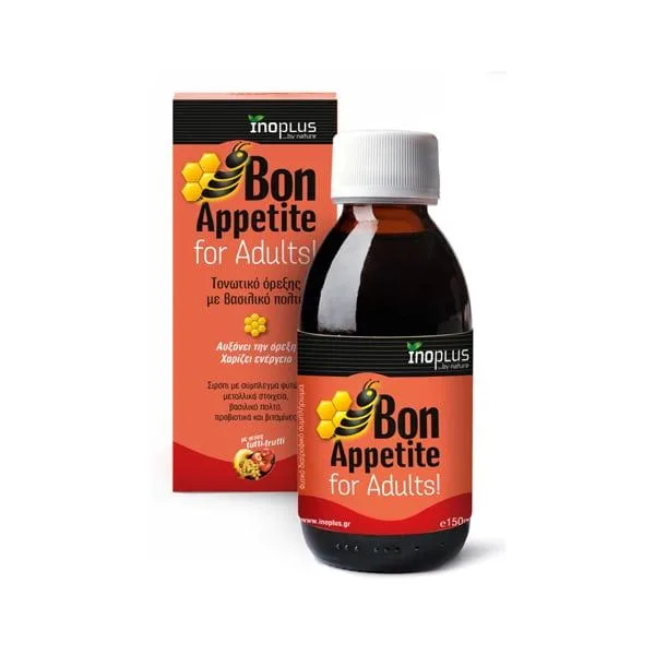 5200250130631-600x600 INOPLUS Bon Apetite for Adults-Τονωτικό Σιρόπι Όρεξης με Βασιλικό Πολτό 150ML - Image 1