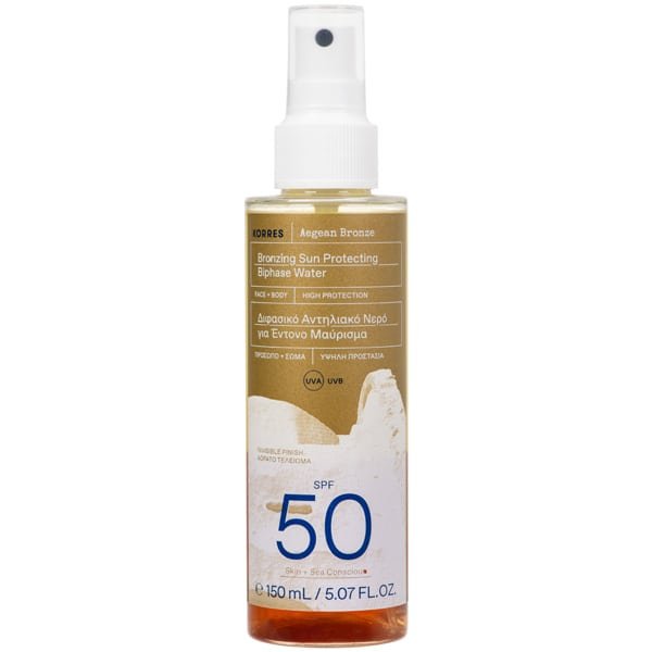 5203069139543_1 KORRES Aegean Bronze-Διφασικό Αντηλιακό Νερό Για Έντονο Μαύρισμα SPF50 150ΜL - Image 1