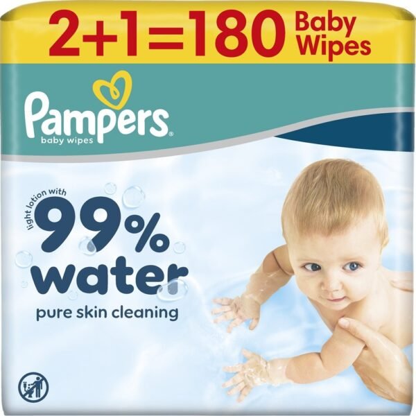 PAMPERS 99% Water Baby Wipes 180 Τεμάχια (3x60 Τεμάχια)