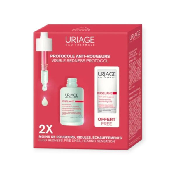 URIAGE Protocole Anti-Rougeurs -Sérum Lissant Correcteur Anti-Rougeurs 30ML+Soin Anti-Rougeurs 15ML