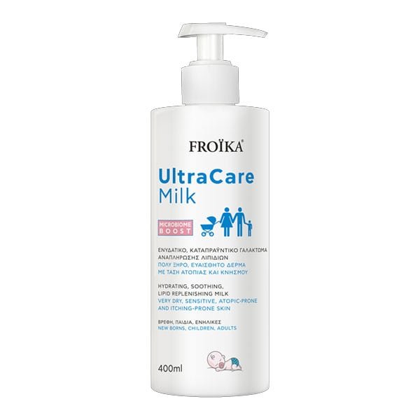 5204799020354 FROIKA UltraCare Milk-Ενυδατικό Καταπραϋντικό Γαλάκτωμα Για Πολύ Ξηρό Ευαίσθητο Δέρμα Με Τάση Ατοπίας & Κνησμού Για Πρόσωπο & Σώμα 400ML - Image 1